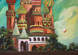 Red Square & Daschund by Anna Glynn